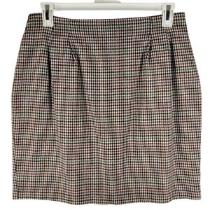Vintage 80s Sellecca Womens Mini Skirt 16 USA Wool Blend Houndstooth Academia
